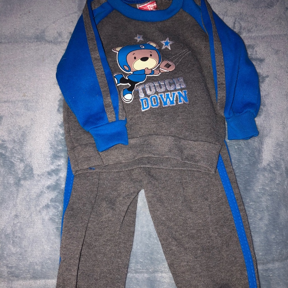 Blue and grey sweatshirt and pants for 6-9 month